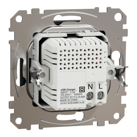 Розетка 1-місна з USB Type-A + Type-A 1А прихована чорна Schneider Electric Sedna Design