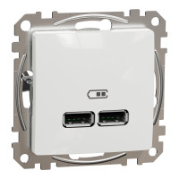Розетка 1-местная с USB Type-A + Type-A 1А скрытая белая Schneider Electric Sedna Design