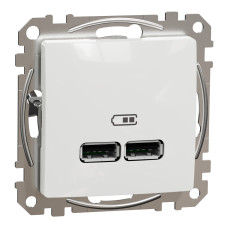 Розетка 1-місна з USB Type-A + Type-A 1А прихована біла Schneider Electric Sedna Design