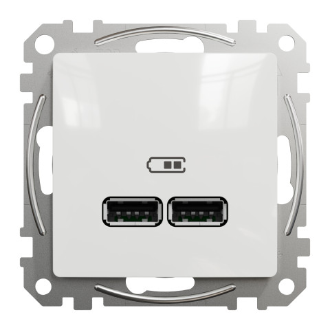Розетка 1-местная с USB Type-A + Type-A 1А скрытая белая Schneider Electric Sedna Design