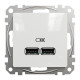 Розетка 1-местная с USB Type-A + Type-A 1А скрытая белая Schneider Electric Sedna Design
