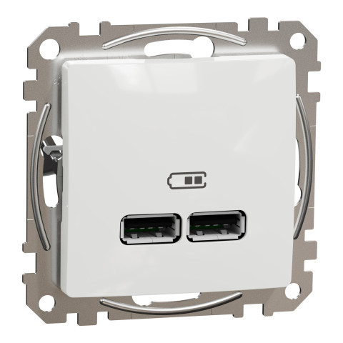 Розетка 1-местная с USB Type-A + Type-A 1А скрытая белая Schneider Electric Sedna Design