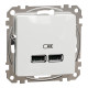 Розетка 1-местная с USB Type-A + Type-A 1А скрытая белая Schneider Electric Sedna Design