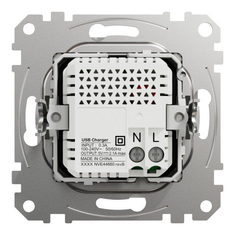 Розетка 1-местная с USB Type-A + Type-A 1А скрытая белая Schneider Electric Sedna Design