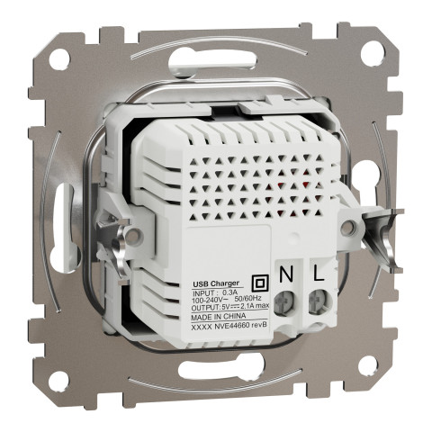 Розетка 1-местная с USB Type-A + Type-A 1А скрытая белая Schneider Electric Sedna Design