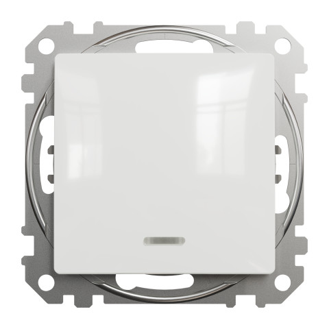 Вимикач 1-клавішний перехресний з підсвічуванням білий Schneider Electric Sedna Design