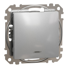 Выключатель 1-клавишный перекрёстный с подсветкой алюминий Schneider Electric Sedna Design