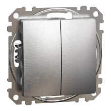 Выключатель 2-клавишный проходной матовый алюминий Schneider Electric Sedna Elements