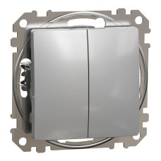 Выключатель 2-клавишный проходной скрытый алюминий Schneider Electric Sedna Design