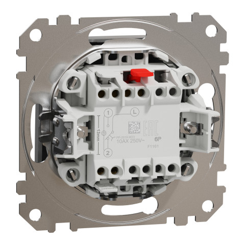 Кнопка проходная 2-модульная скрытая алюминий Schneider Electric Sedna Design