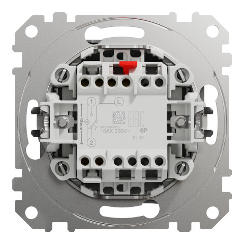 Кнопка проходная 2-модульная скрытая алюминий Schneider Electric Sedna Design