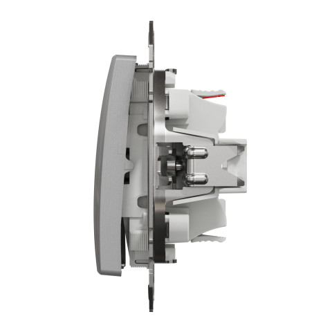 Кнопка проходная 2-модульная скрытая алюминий Schneider Electric Sedna Design