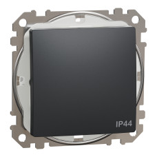Выключатель 1-клавишный проходной IP44 скрытый чёрный Schneider Electric Sedna Design