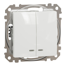 Выключатель 2-клавишный с подсветкой скрытый белый Schneider Electric Sedna Design