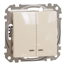 Выключатель 2-клавишный с подсветкой скрытый бежевый Schneider Electric Sedna Design