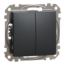 Выключатель 2-клавишный скрытый чёрный Schneider Electric Sedna Design