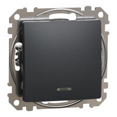 Выключатель 1-клавишный с подсветкой скрытый чёрный Schneider Electric Sedna Design