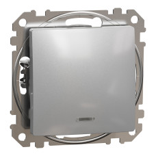 Выключатель 1-клавишный с подсветкой скрытый алюминий Schneider Electric Sedna Design