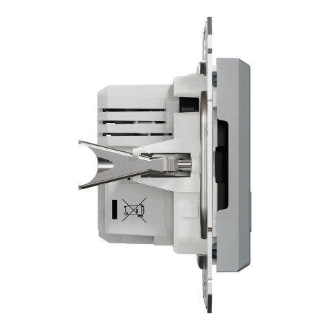 Розетка 2-местная с USB Type-A + Type-C 4А скрытая сталь Schneider Electric Asfora