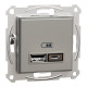 Розетка 2-местная с USB Type-A + Type-C 4А скрытая бронза Schneider Electric Asfora