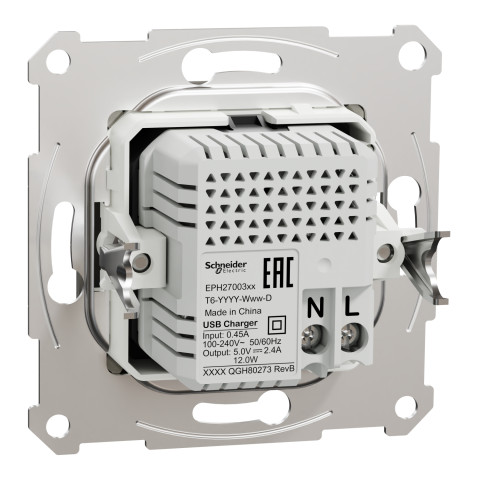 Розетка 2-местная с USB Type-A + Type-C 4А скрытая бронза Schneider Electric Asfora