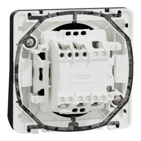 Выключатель 1-клавишный проходной 10А IP55 скрытый чёрный Schneider Electric Mureva S