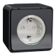 Розетка 1-местная с заземлением IP55 чёрная Schneider Electric Mureva S, MUR36034