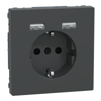 Розетка 1-местная с заземлением с USB антрацит Schneider Electric Merten D-Life