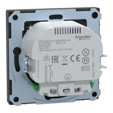 Розетка 1-местная с заземлением с USB антрацит Schneider Electric Merten D-Life
