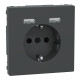 Розетка 1-местная с заземлением с USB антрацит Schneider Electric Merten D-Life