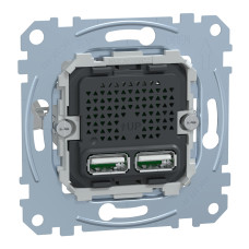 Механизм розетки с USB 2,1А чёрный Schneider Electric Merten, MTN4366-0100