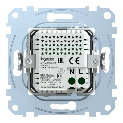 Механизм розетки с USB 2,1А чёрный Schneider Electric Merten, MTN4366-0100