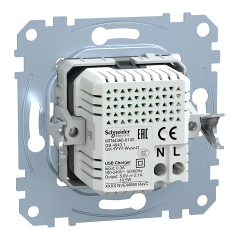 Механизм розетки с USB 2,1А чёрный Schneider Electric Merten, MTN4366-0100