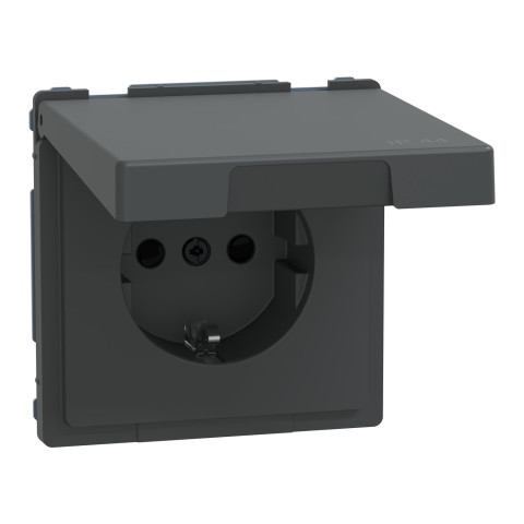 Розетка з заземленням IP44 антрацит Schneider Electric Merten D-Life, MTN2314-6034