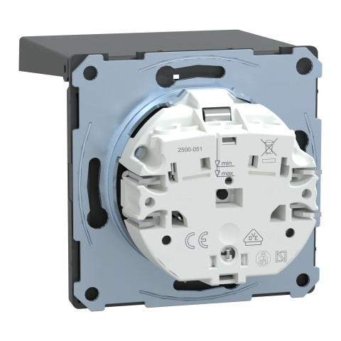 Розетка з заземленням IP44 антрацит Schneider Electric Merten D-Life, MTN2314-6034