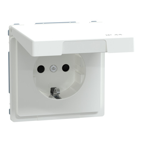 Розетка 1-місна з заземленням IP44 лотос Schneider Electric Merten D-Life, MTN2314-6035