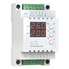 Терморегулятор для теплого пола на DIN-рейку 2х16А -9...+99°C Terneo k2