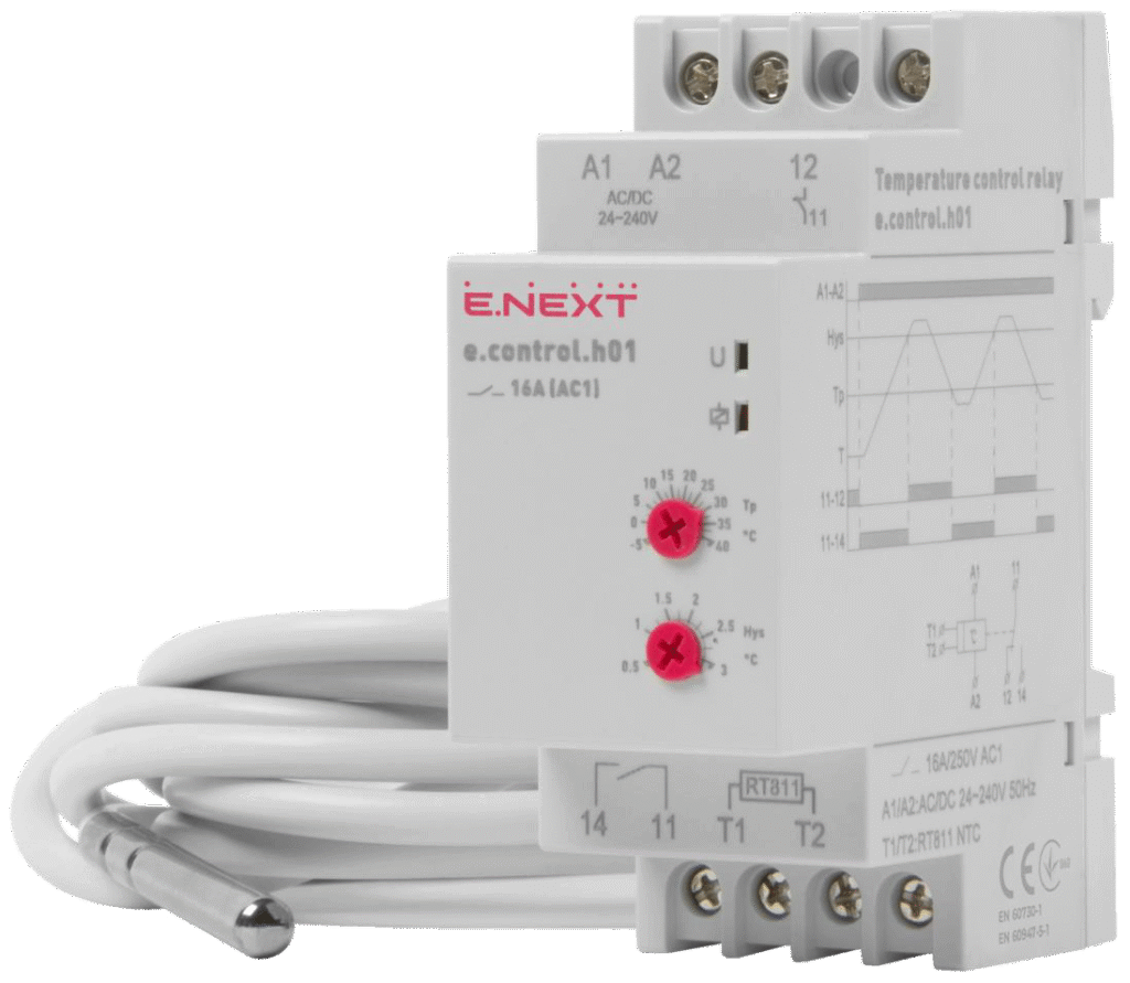 РЕЛЕ КОНТРОЛЮ ТЕМПЕРАТУРИ e.control.h01
