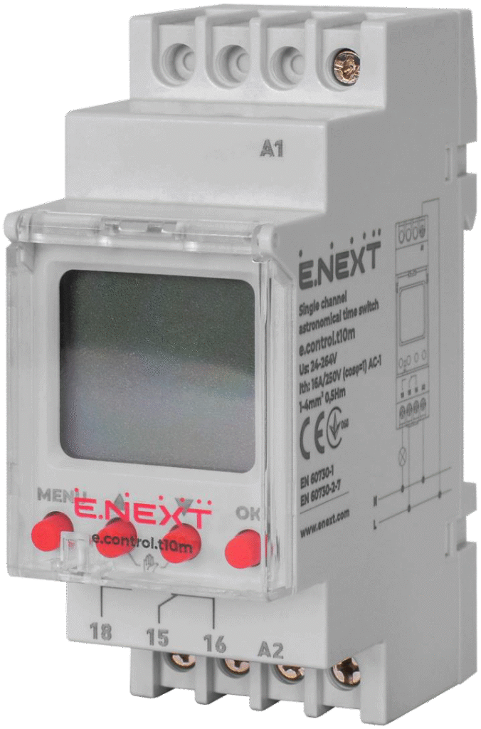 ТАЙМЕР АСТРОНОМІЧНИЙ ОДНОКАНАЛЬНИЙ e.control.t10m