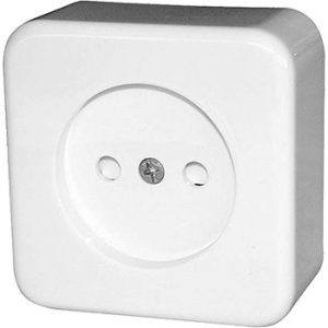 Розетка 1-а без заземлювального контакту, зовнішня, IP20 біла, в блістерній упаков