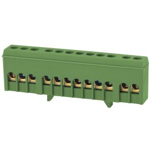 Шина нульова e.bsi.pro.1.12 на DIN-рейку в ізольованому корпусі зелена