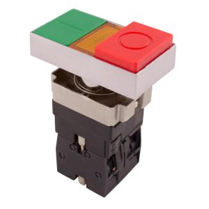 Кнопка подвійна квадратна з підсвіткою (випукла червона) e.mb.bw8465 1NO+1NC