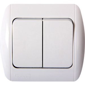 Вимикач 2-клавішний. внутрішній. білий e.install.stand.812