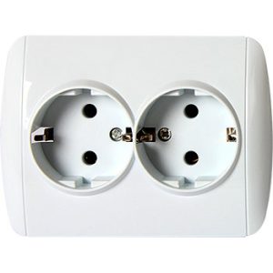 Розетка 2-а з заземлювальним контактом, внутрішня, біла e.install.stand.810DB