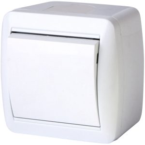 Вимикач 1-клавішний. зовнішній. IP44 прохідний.e.aqua.1121.gr