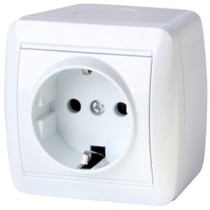 Розетка 1-а з заземлювальним контактом, зовнішня IP20 e.aqua.1230.gr (АНАЛОГ 0287707)