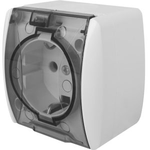 Розетка 1-а з заземлювальним контактом, зовнішня IP54 e.aqua.1231.gr прозора кришка