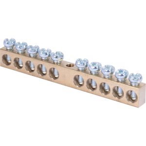 Шина нульова e.bsc.stand.20.10, 10 отв.х 20 А (до основи з кріпленням на DIN-рейку)