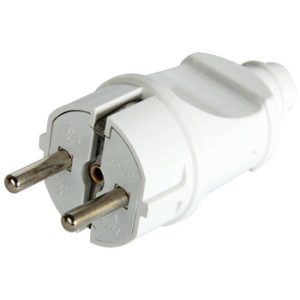 Вилка євро пряма з заземленням 16А біла Е-НЕКСТ