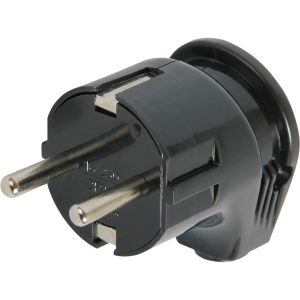 Вилка євро кутова з заземленням 16А чорна Е-НЕКСТ